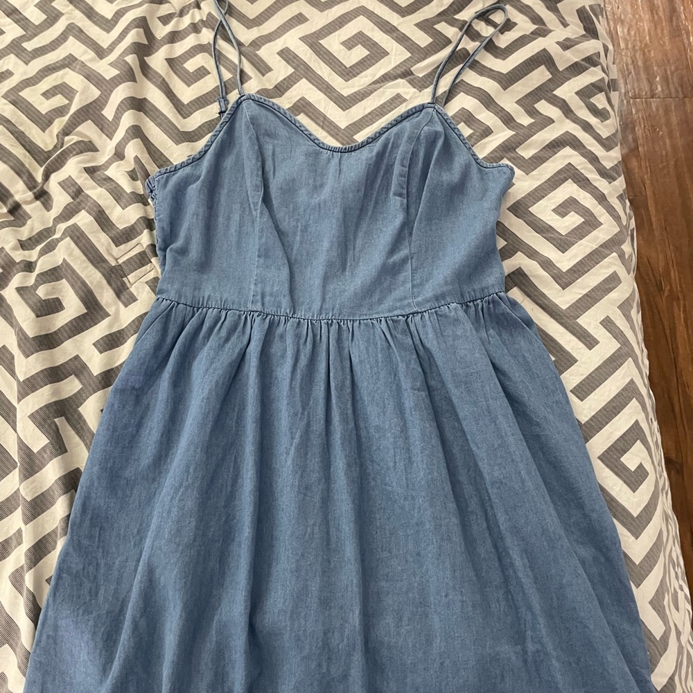 No Boundaries denim/blue spaghetti strap dress, size M.